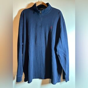 Polo Ralph Lauren Mens 1/2 Zip Pullover‎ Sweatshirt Blue w/Red Pony, SZ XXL/TTG